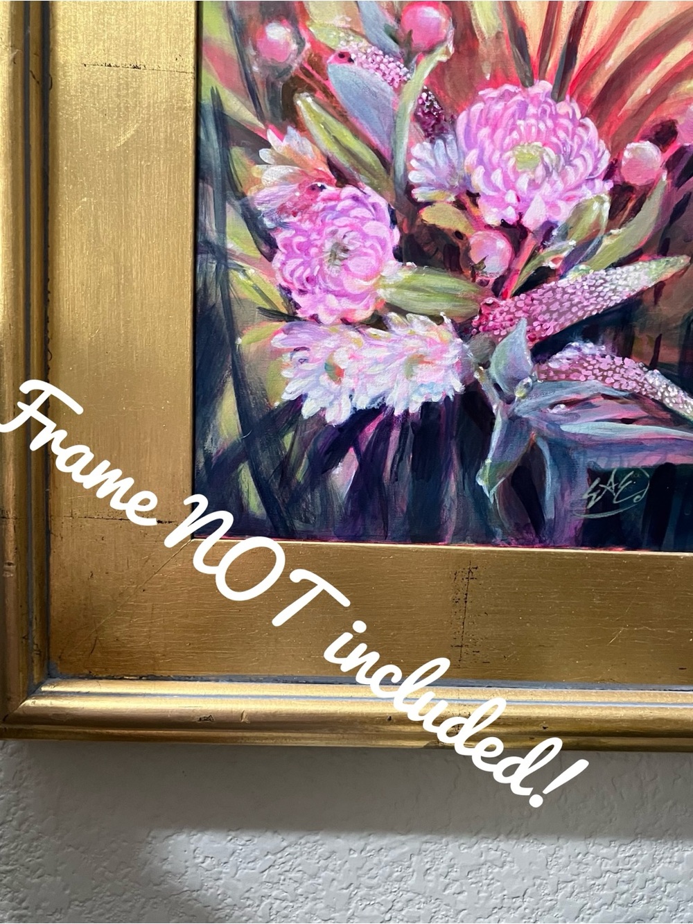 ORIGINAL floral still life painting garden ladybug art nature flower artwork USA